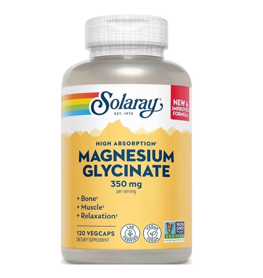 3 Solaray Magnesium Glycinate 350 mg سولاراي جليسينات المغنيسيوم 350 مجم - 120 كبسولة نباتية - الصورة 1